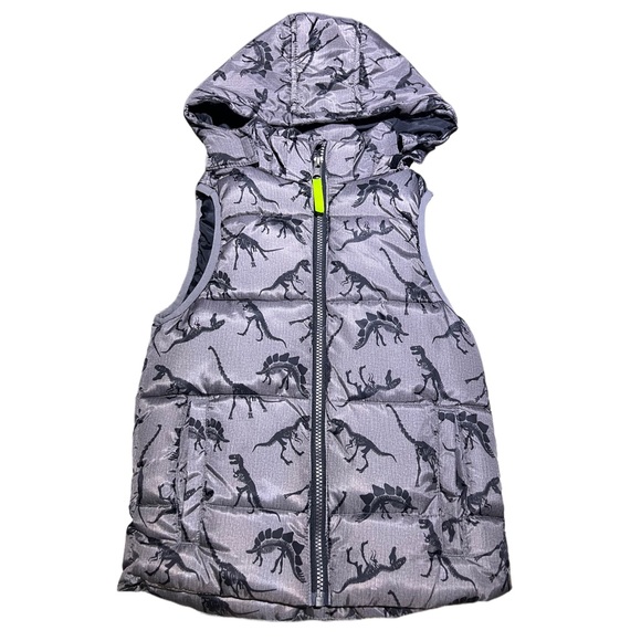 H&M Jackets Coats Hooded Puffer Vest Dinosaur Print Poshmark